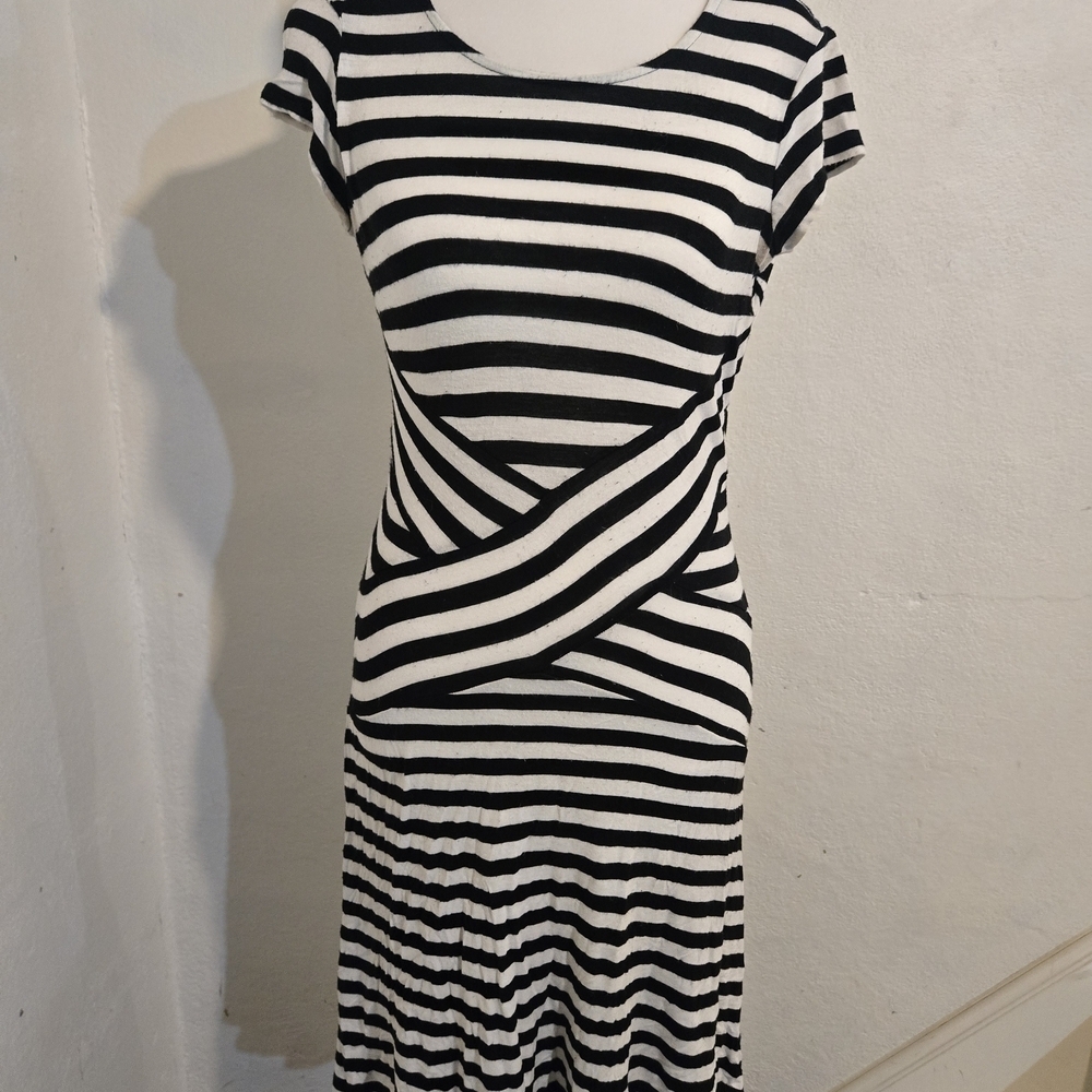 New York & Company Black and White Striped Midi Dress Size XS - Picture 2 of 5